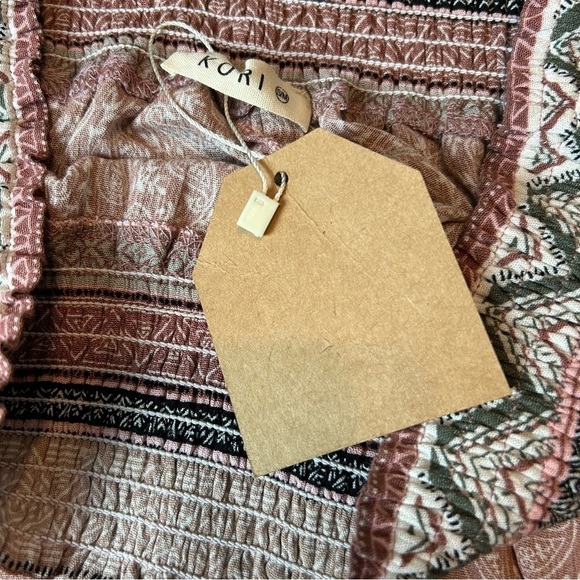 KORI Boho Wide Leg Ruffled Flare Lightweight Paisley and Aztec Print Pants Sz.S - Picture 12 of 15